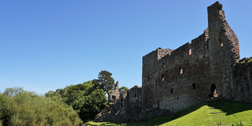 uphill shot of Hailes Castle